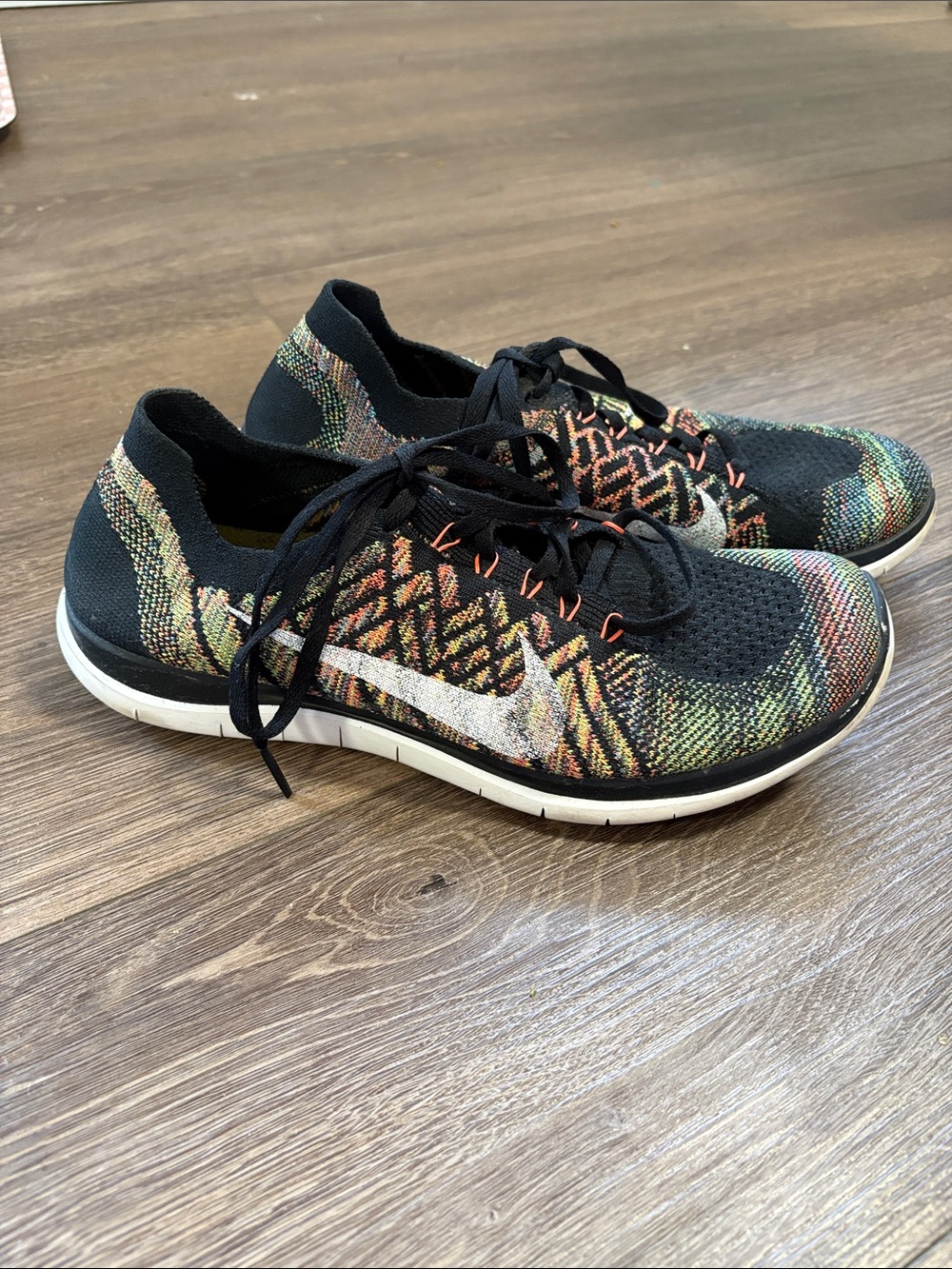 Nike Women's Black Multicolor Free 4.0 Flyknit Running Shoes